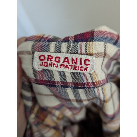 ORGANIC By John Patrick Tunic Button Down Shirt Dress Red Blue Plaid S Small - Picture 8 of 13